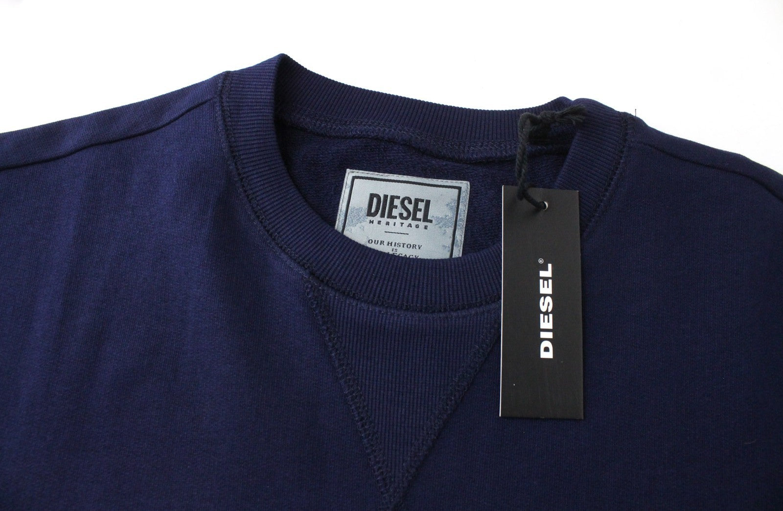 DIESEL S-Joe-B Felpa Men Sweatshirt L Navy Blue Crew Neck Fleece Classic Jersey