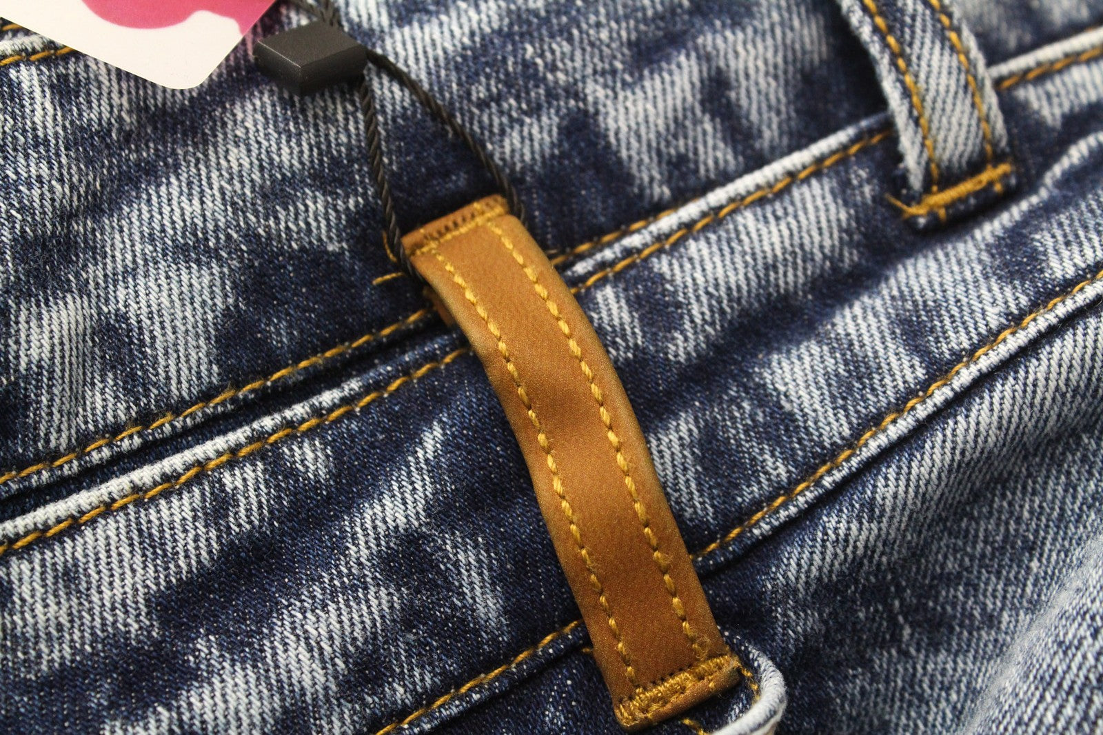 DESIGUAL Coll_Rep Men Jeans W34 Mid Blue Leather-Patch Zip-Fly Stretch Classic