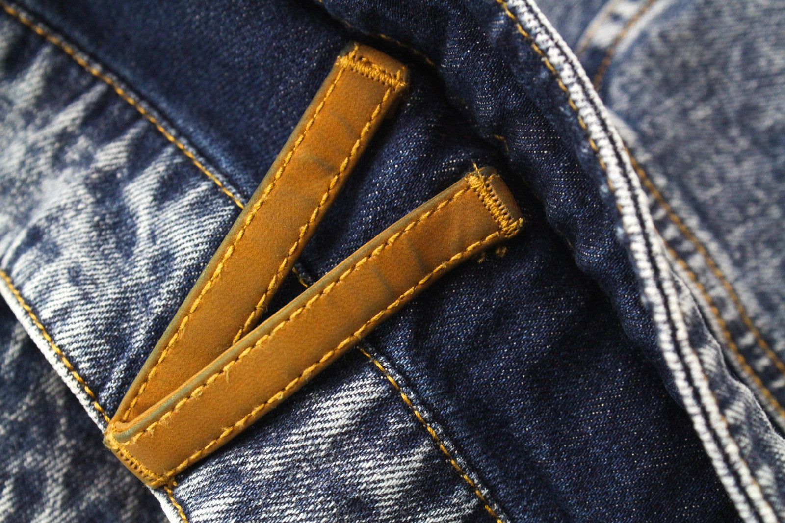 DESIGUAL Coll_Rep Men Jeans W34 Mid Blue Leather-Patch Zip-Fly Stretch Classic