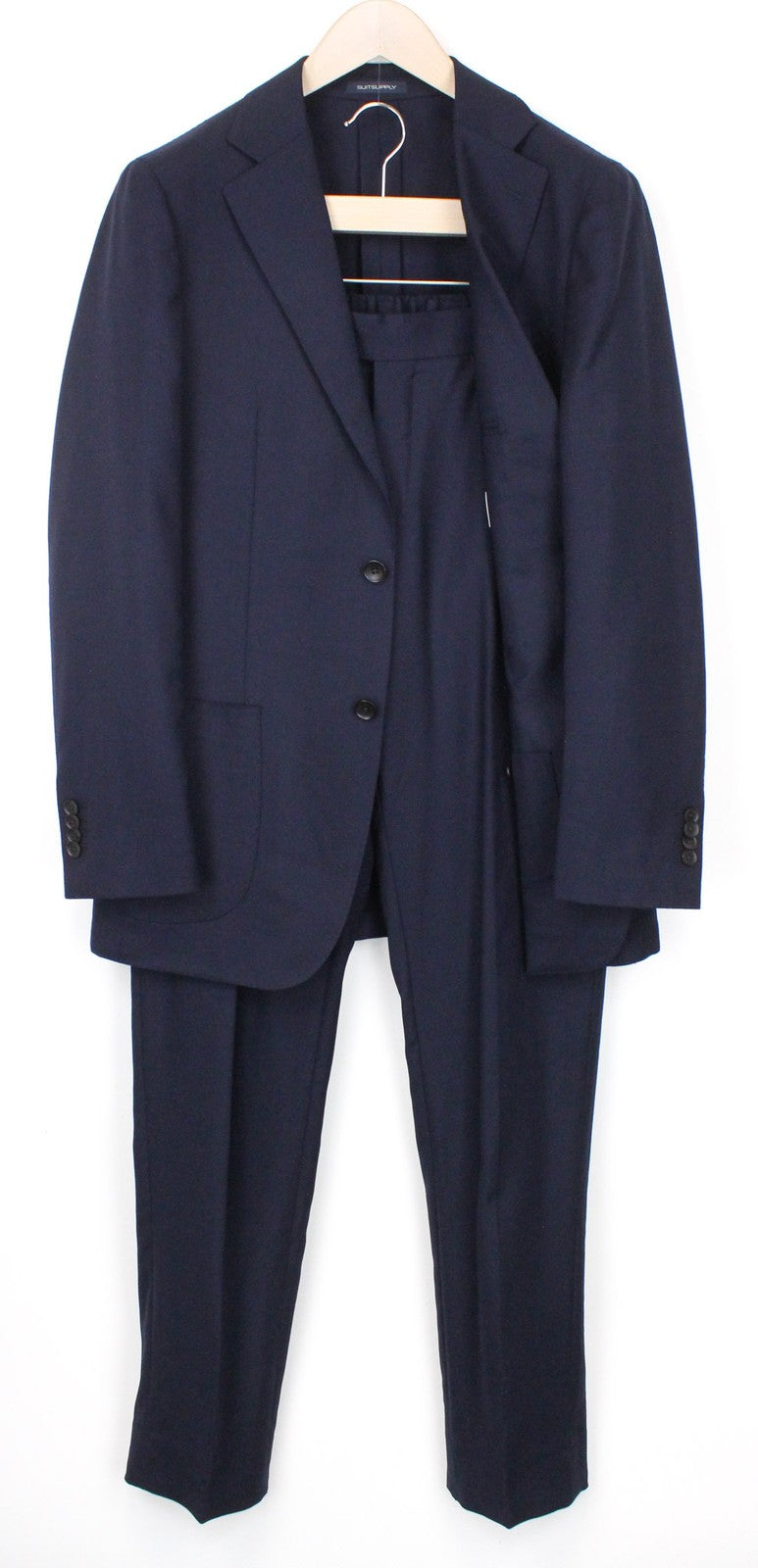 SUITSUPPLY Havana Men Suit UK38R Blue Wool Stretch Slim Single-Breasted 2 Piece