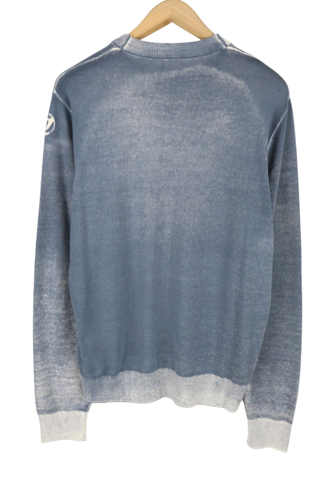 DIESEL K-Larence-B Men Jumper L Blue Faded Cotton Knitted Pull On RRP225