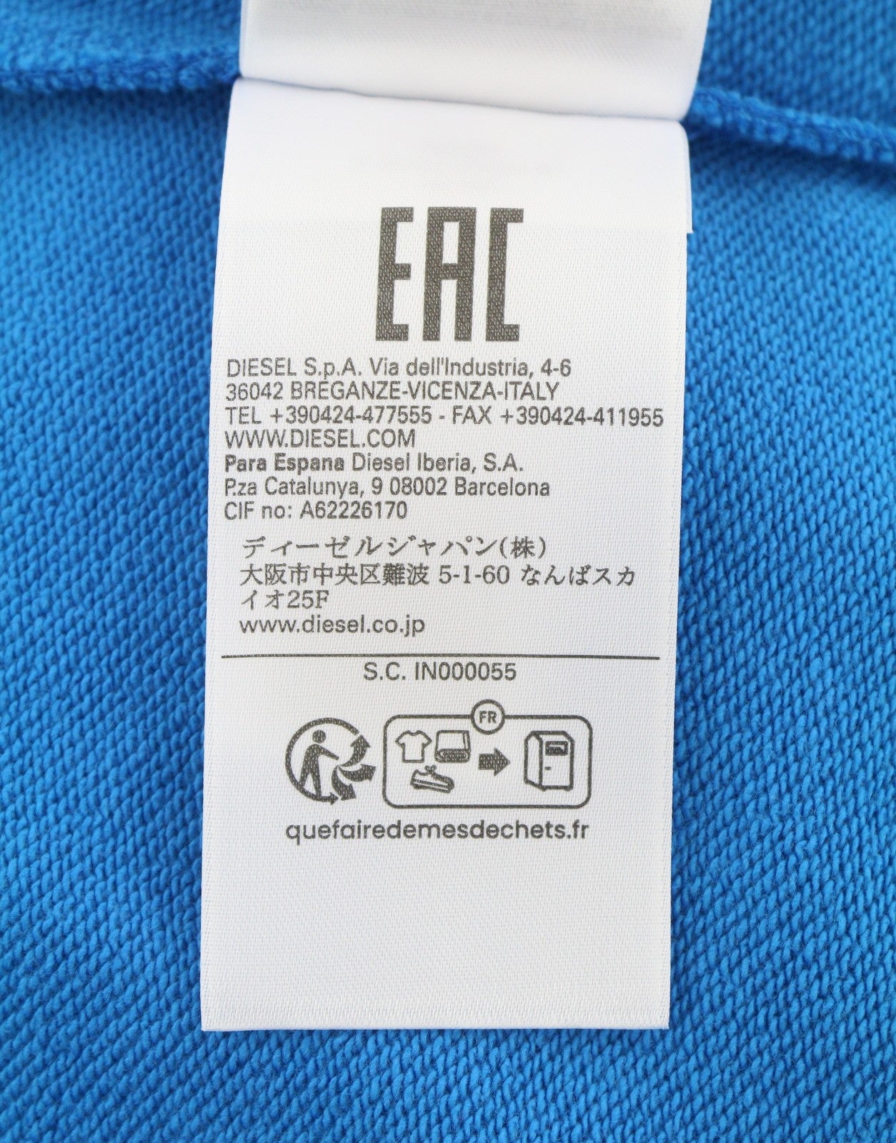 DIESEL S-Macs-Hood-G7 Men Hoodie L Blue Patterned Kangaroo Pocket RRP175