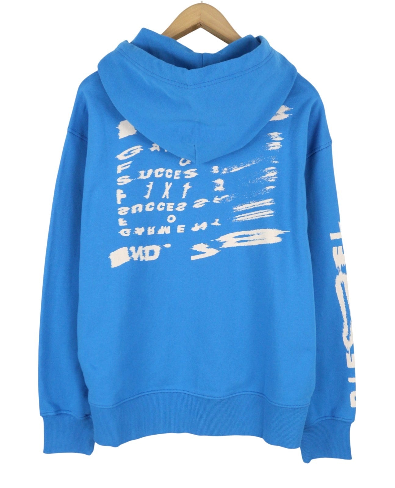 DIESEL S-Macs-Hood-G7 Men Hoodie L Blue Patterned Kangaroo Pocket RRP175