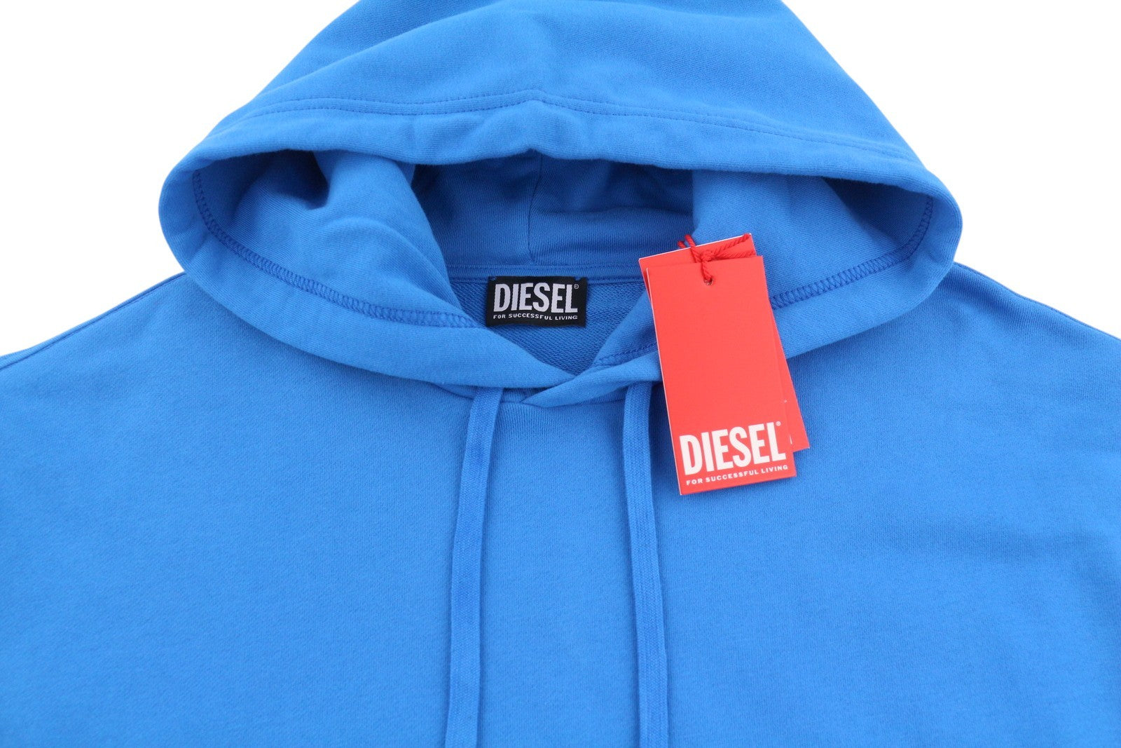 DIESEL S-Macs-Hood-G7 Men Hoodie L Blue Patterned Kangaroo Pocket RRP175