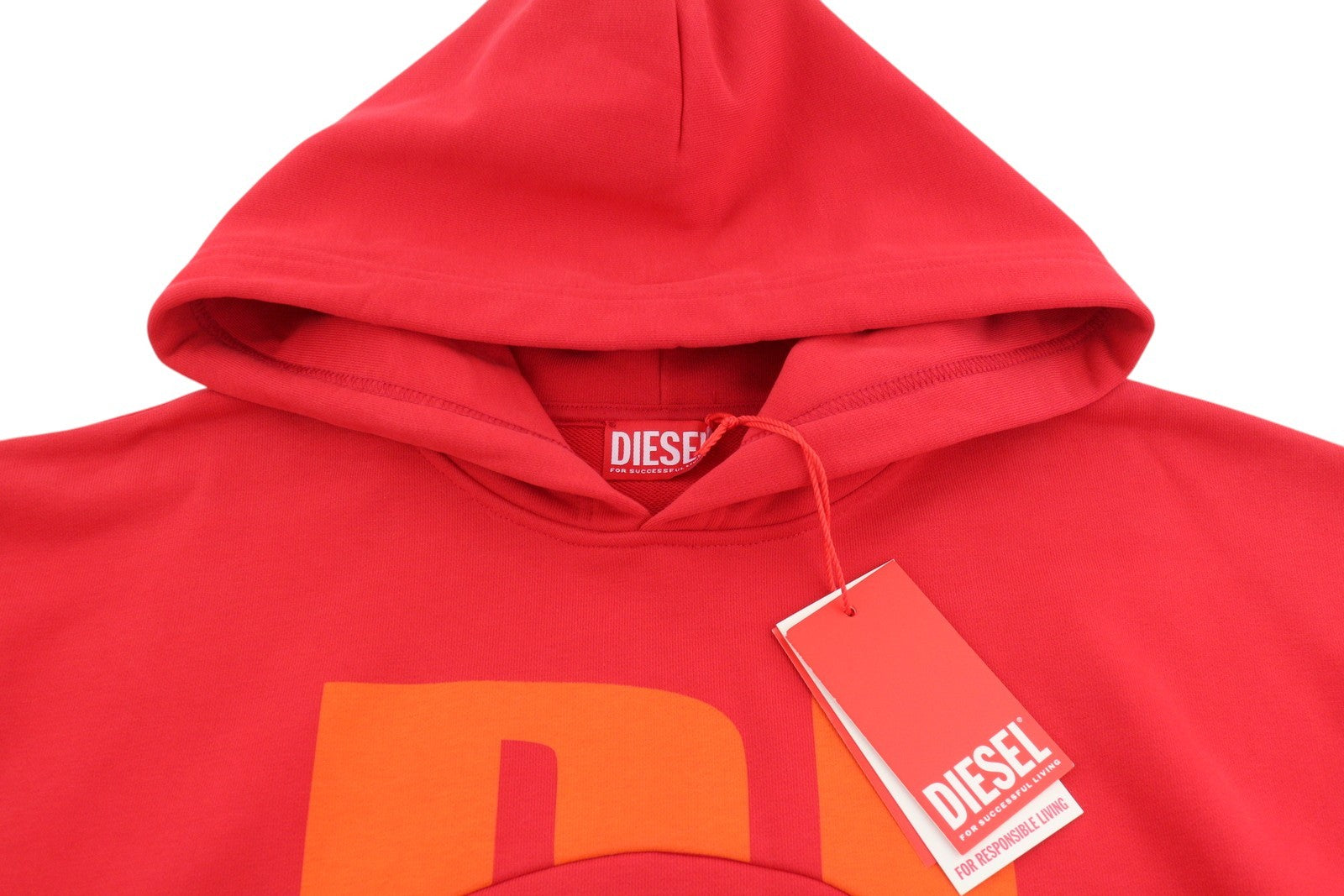 DIESEL S-Boxt-Hood-Circle Men Hoodie M Red Long Sleeve Pull On RRP185