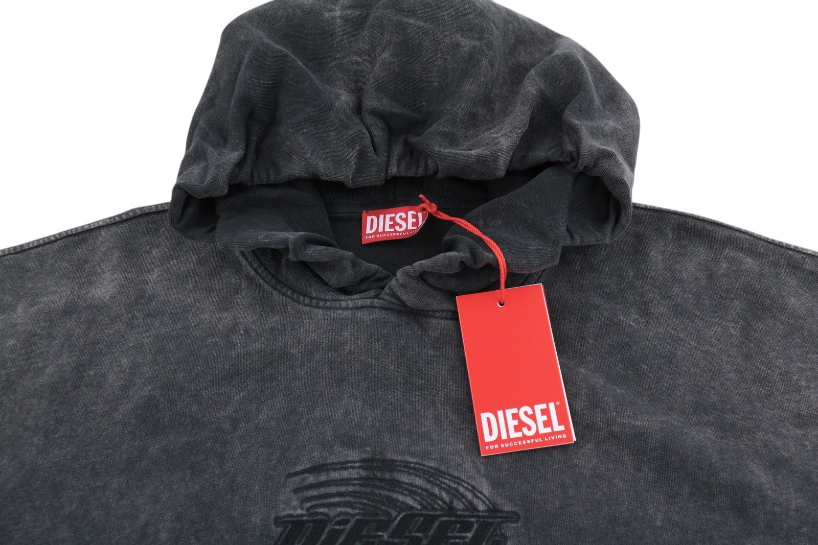 DIESEL S-Boxstic-Hood Men Hoodie L Grey Acid Washed Oversized Unisex RRP295