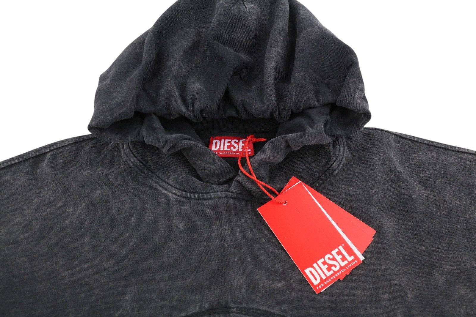 DIESEL S-Boxstic-Hood Men Hoodie M Grey Acid Washed Oversized Unisex RRP295
