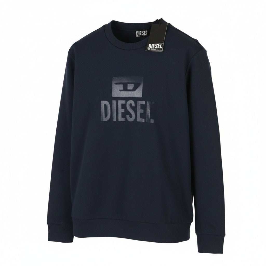 DIESEL S-Gir-Crewneck Tone On Tone Men Sweatshirt XL Dark Blue Pull On RRP125