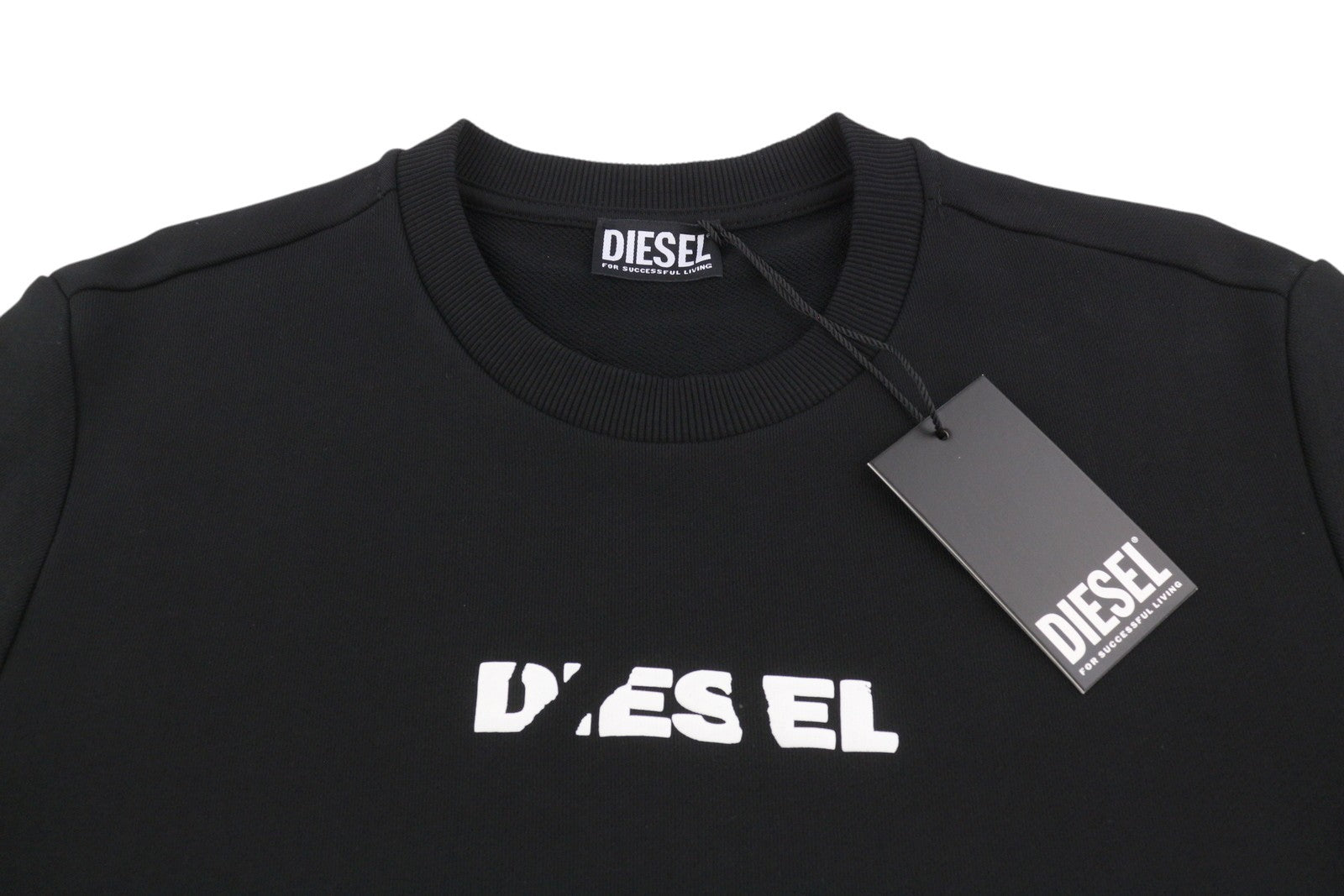 DIESEL S-Gir 250238 Off Men Sweatshirt XL Black Crew Neck Pull On RRP125