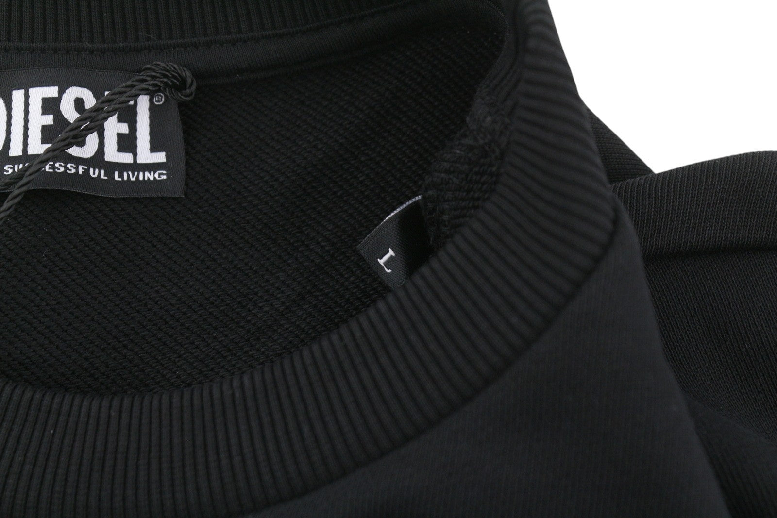 DIESEL S-Gir 250238 Off Men Sweatshirt L Black Crew Neck Pull On RRP125