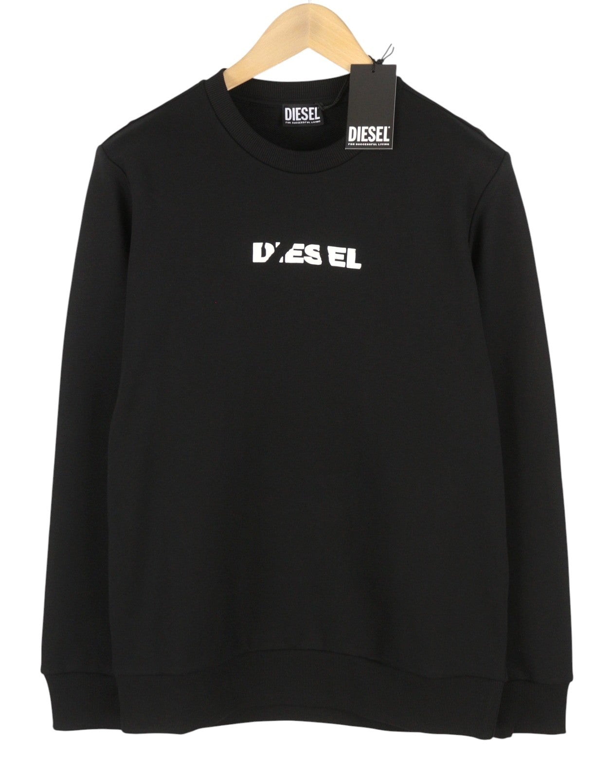 DIESEL S-Gir 250238 Off Men Sweatshirt M Black Crew Neck Pull On RRP125