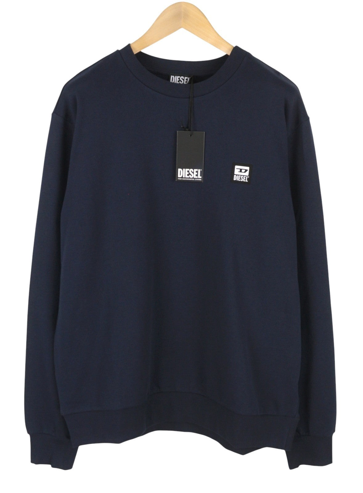 DIESEL S-Girk-K12 Men Sweatshirt 2XL Dark Blue Crew Neck Long Sleeve Pull On