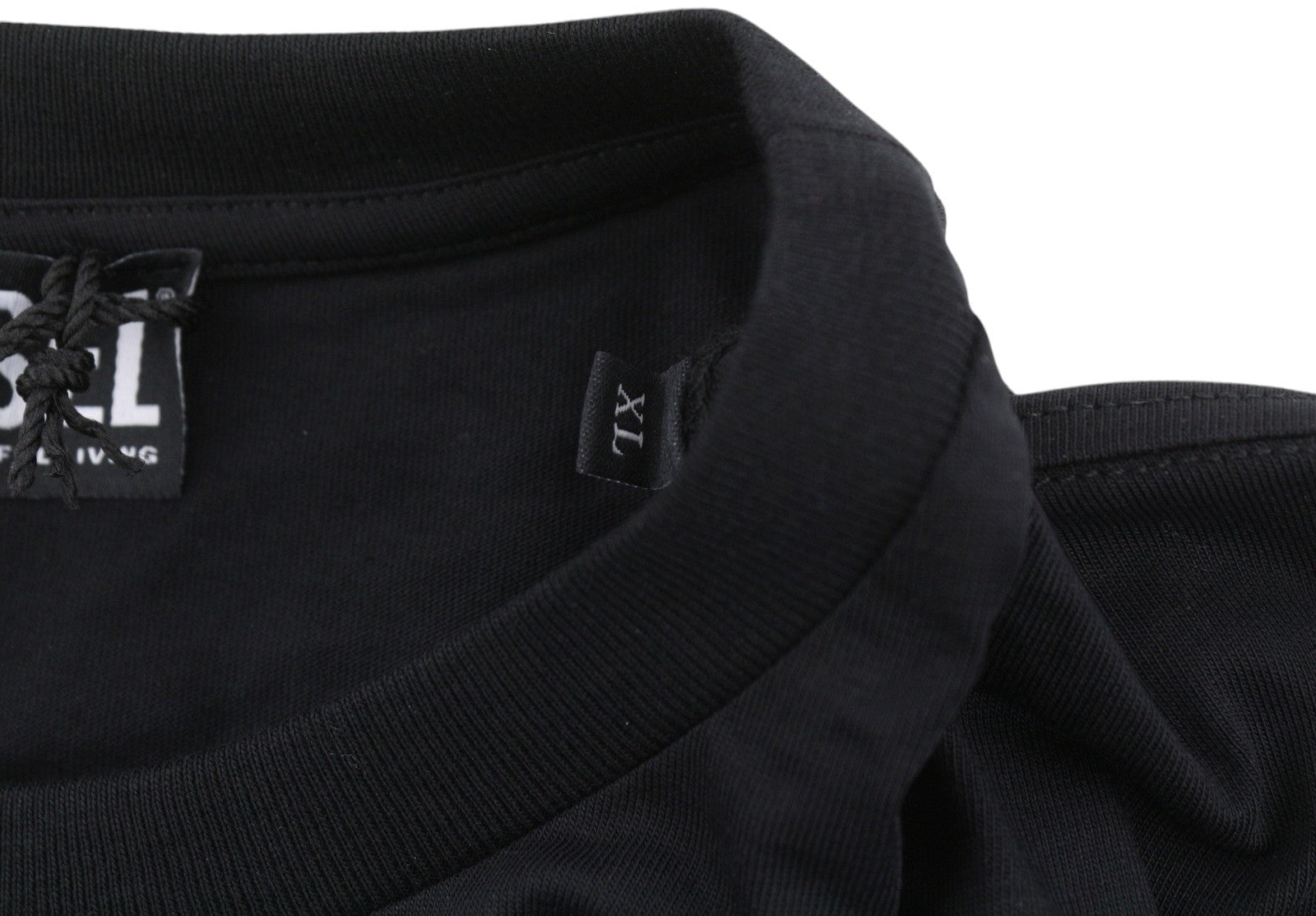 DIESEL T-Just-LS-Situation Men T-Shirt XL Black Cotton Crew Neck Long Sleeve