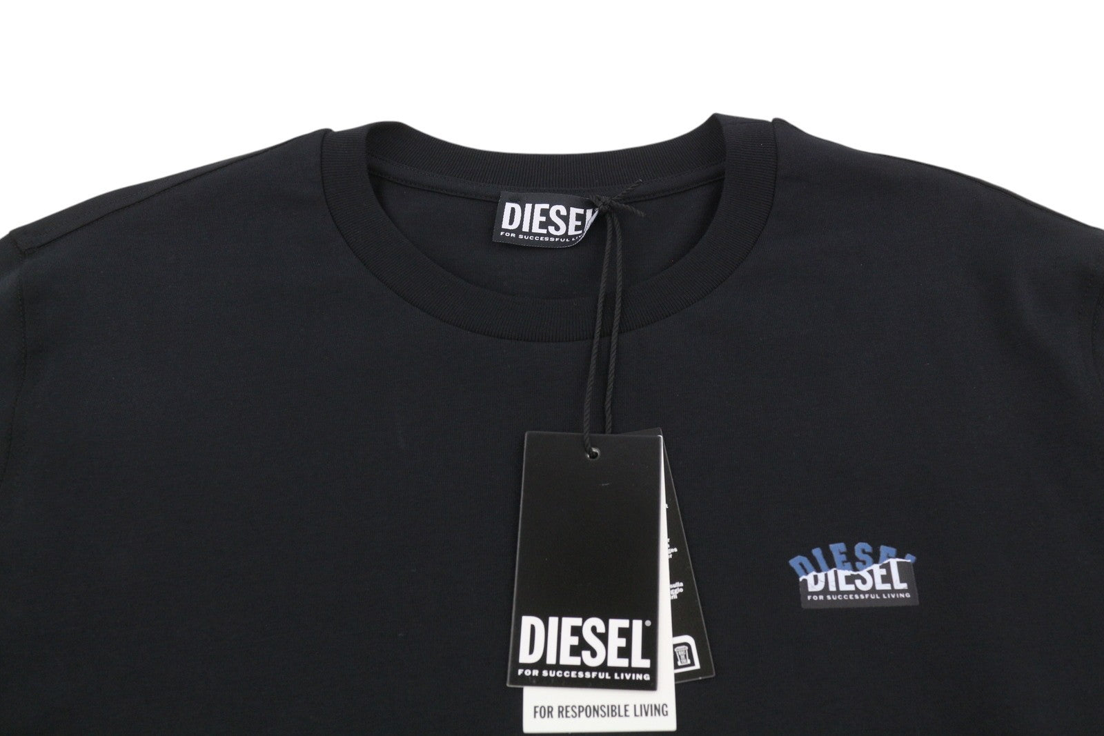 DIESEL T-Just-LS-Situation Men T-Shirt XL Black Cotton Crew Neck Long Sleeve