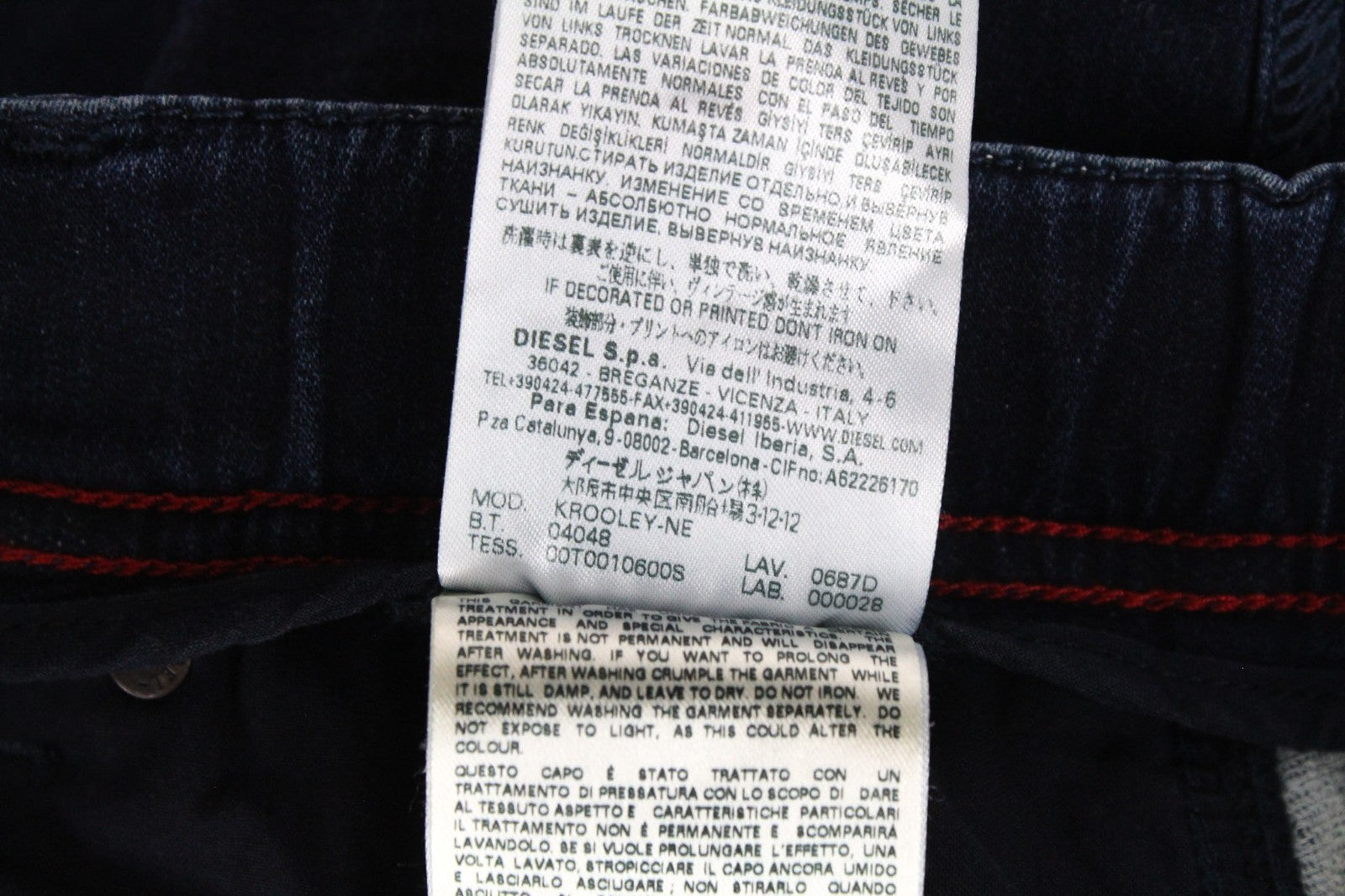 DIESEL Krooley-NE 0687D Men Jeans W28 Sweat Jogg Blue Slim Cotton Stretch Wash