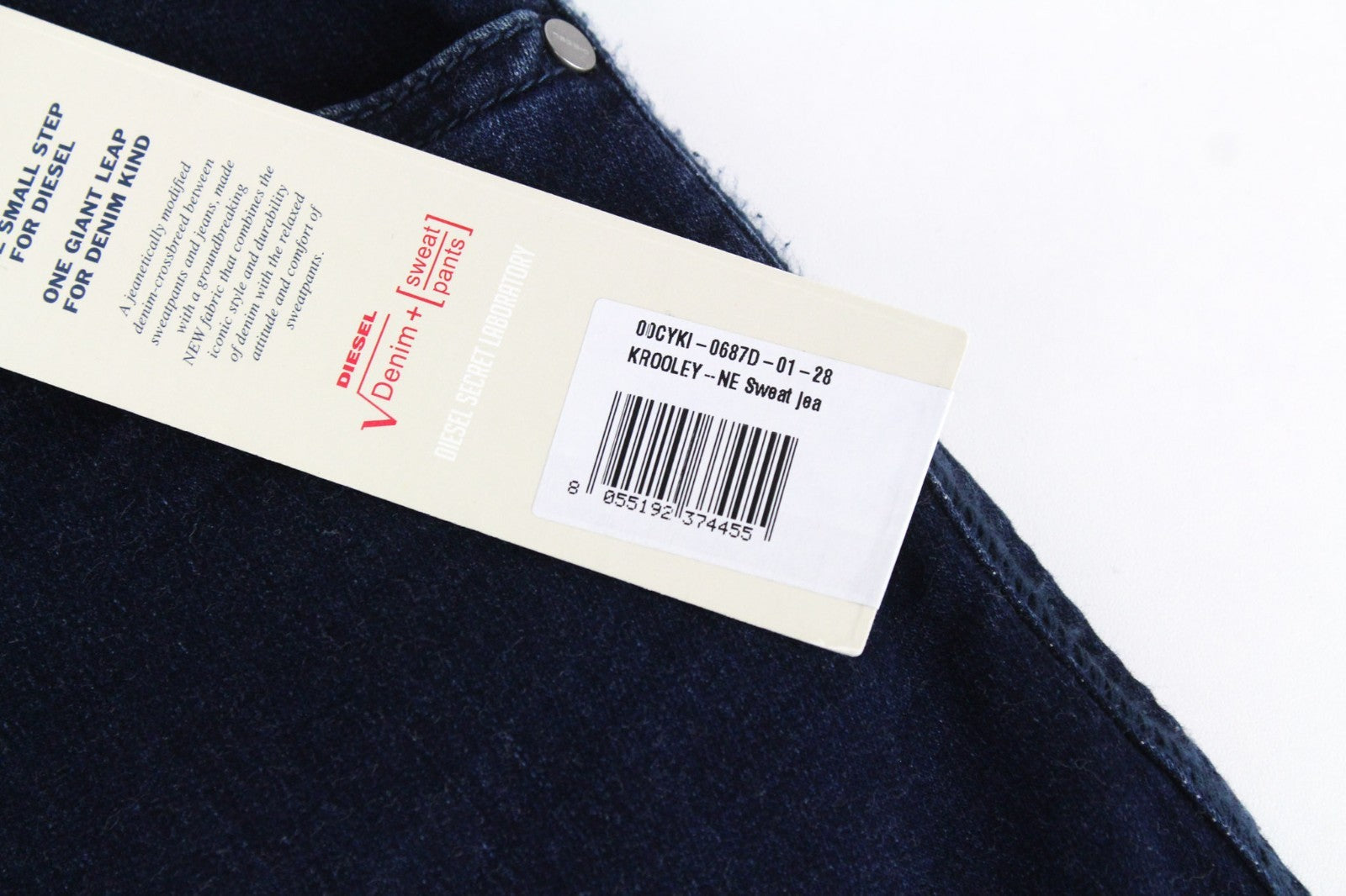 DIESEL Krooley-NE 0687D Men Jeans W28 Sweat Jogg Blue Slim Cotton Stretch Wash