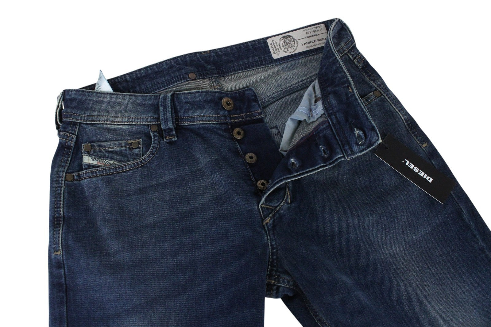 DIESEL Larkee-Beex 084BU Men Jeans W28/L32 Tapered Cotton Stretch Blue Washed
