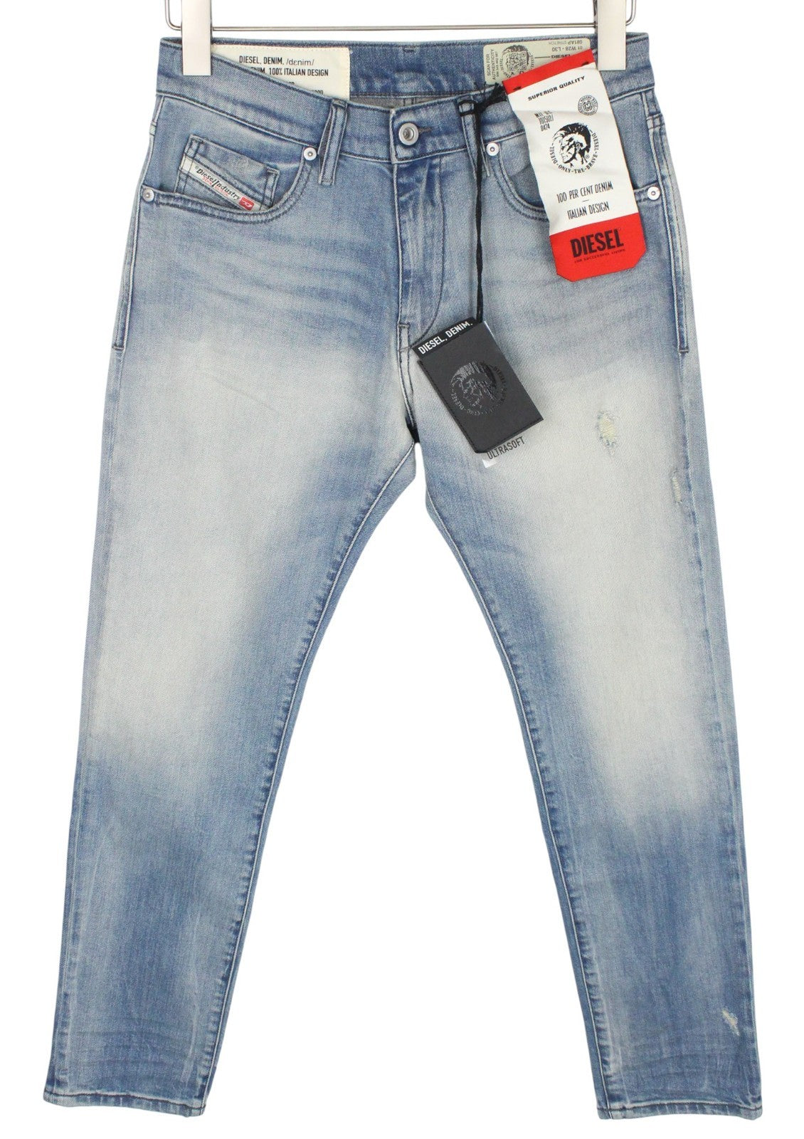 DIESEL D-Strukt 081AP Men Jeans W28/L30 Tapered Fit Washed Blue Cotton Stretch