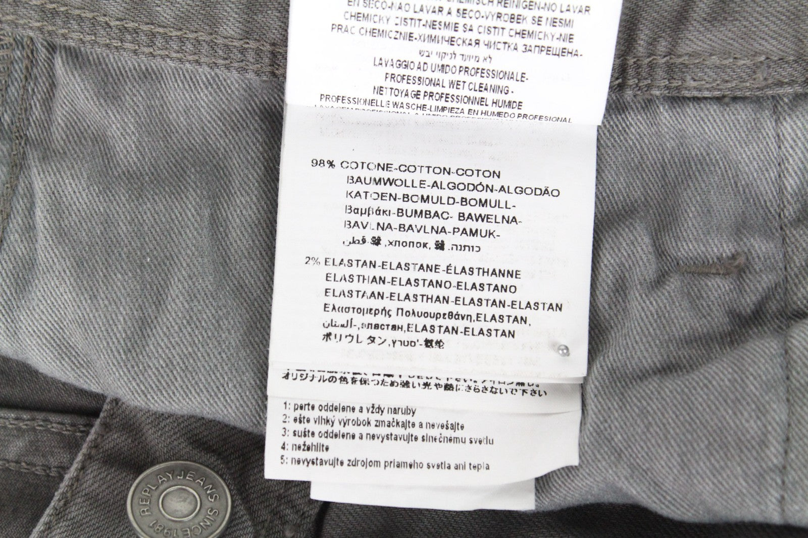 REPLAY Anbass Men Jeans W29/L30 Slim Fit Casual Denim Grey Cotton Stretch
