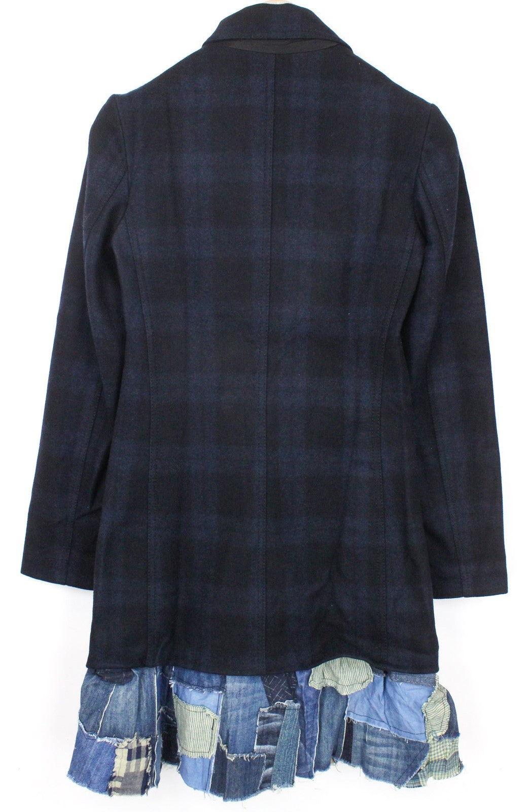 DESIGUAL Snowrobot Women Jacket 36 S Blue Check Patterns Wool Cotton Blend