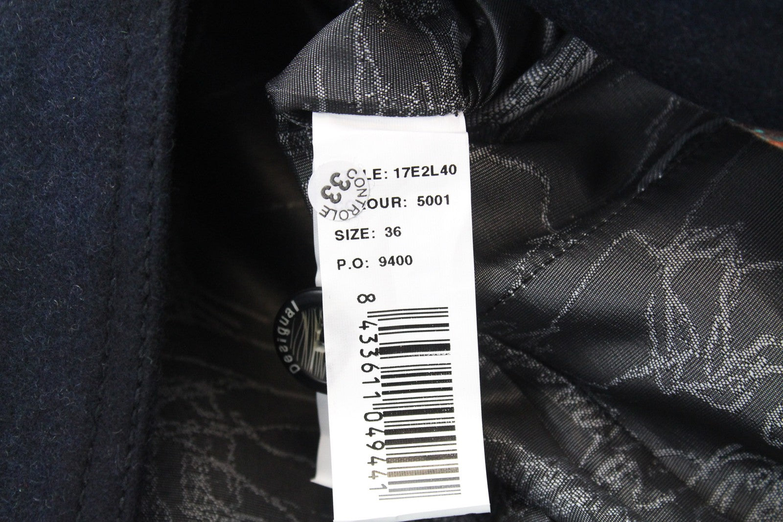 DESIGUAL Snowrobot Women Jacket 36 S Blue Check Patterns Wool Cotton Blend