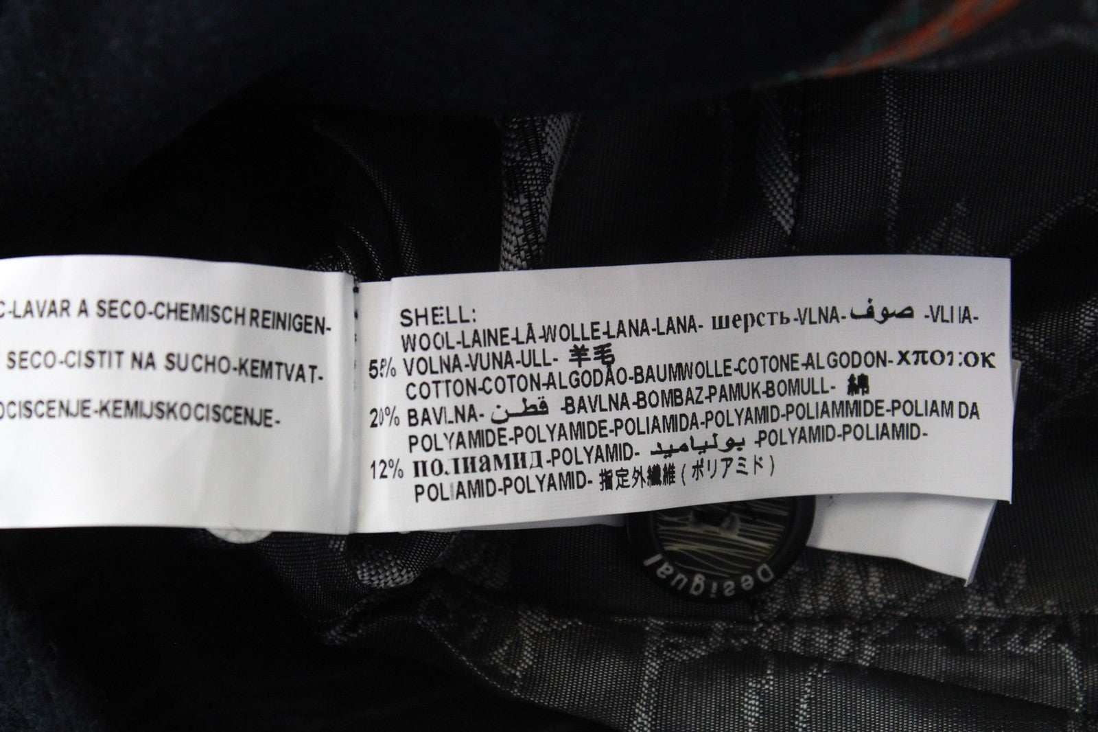 DESIGUAL Snowrobot Women Jacket 36 S Blue Check Patterns Wool Cotton Blend