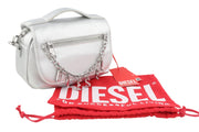 DIESEL Logos Mini Messenger Women Bag Grey Silver Chunky Chain Logo RRP250