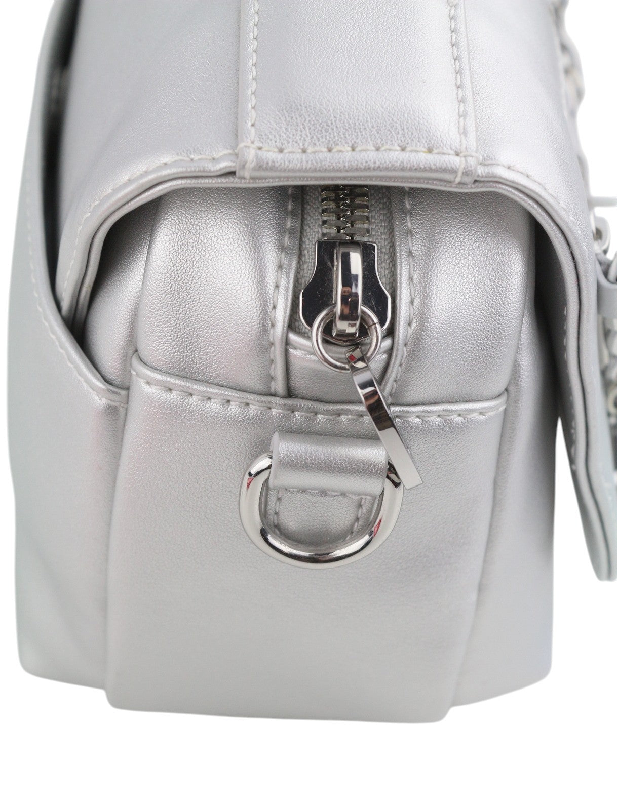DIESEL Logos Mini Messenger Women Bag Grey Silver Chunky Chain Logo RRP250