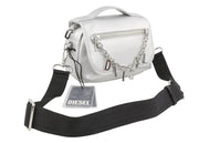 DIESEL Logos Mini Messenger Women Bag OS Grey Silver Chunky Chain Logo RRP250