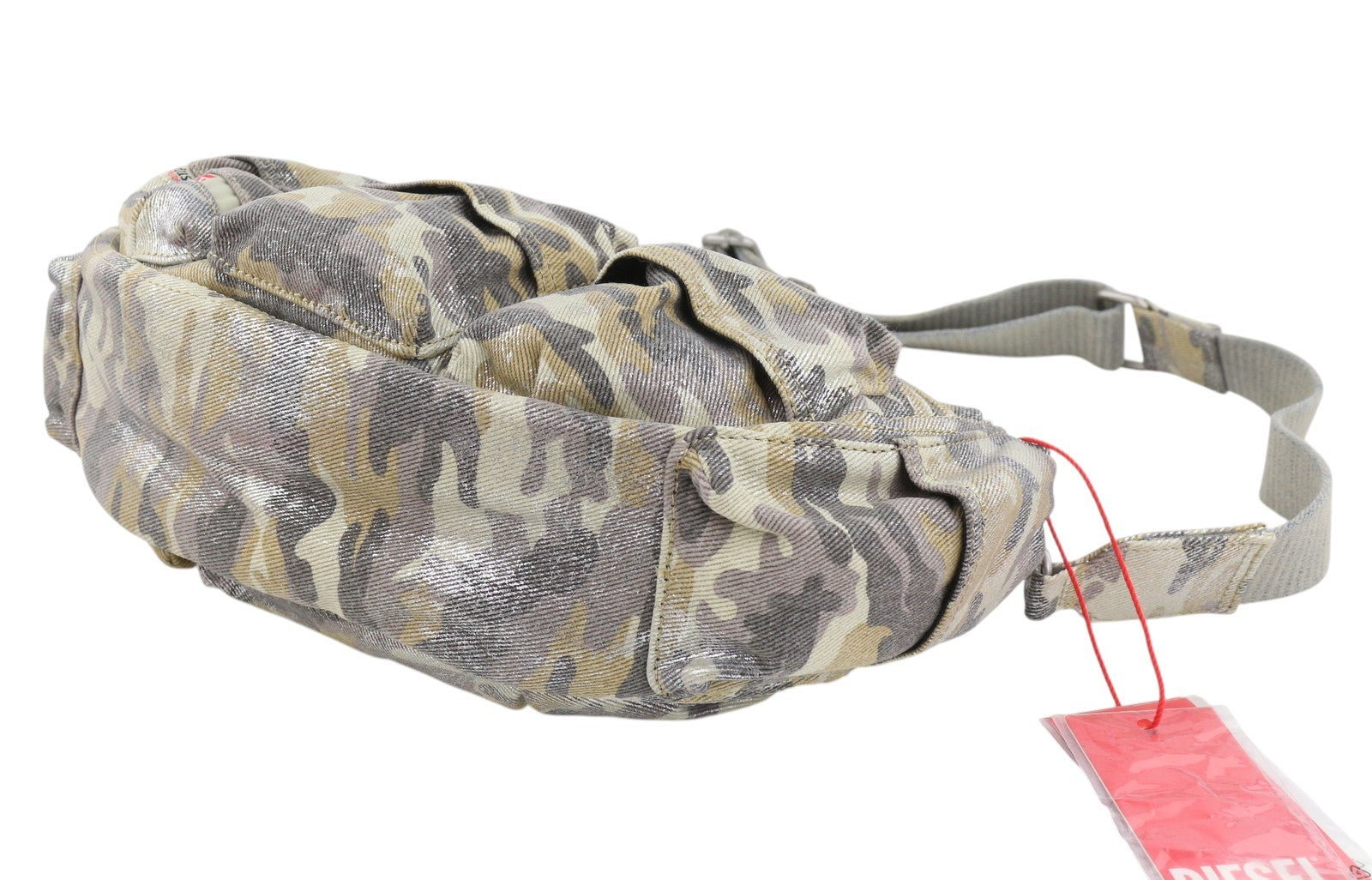 DIESEL Multi-Pkts Women Bag Glitter Camouflage Utilitarian Shell Unisex RRP375