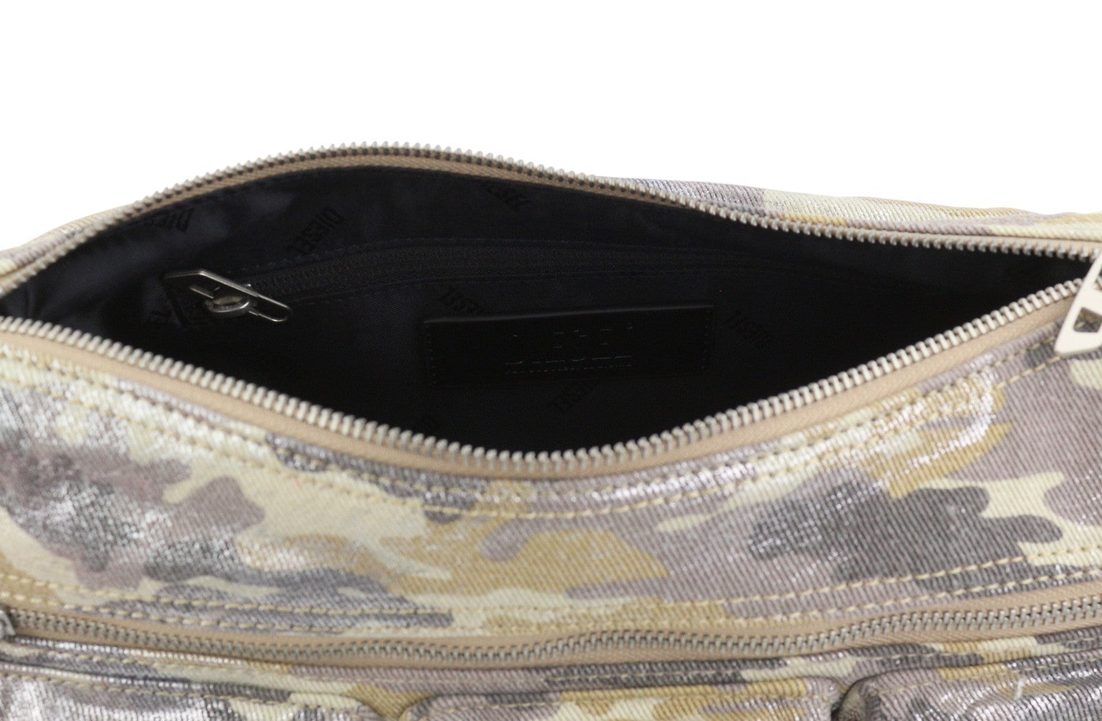 DIESEL Multi-Pkts Women Bag Glitter Camouflage Utilitarian Shell Unisex RRP375