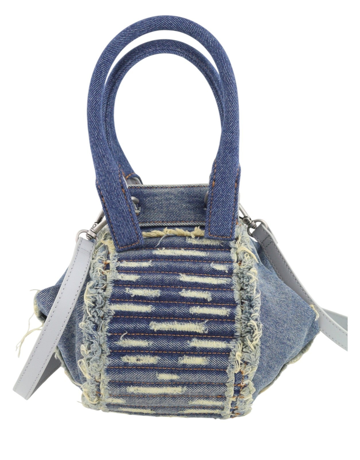 DIESEL D-Vina Women Bag XS Blue Denim Shoulder Distress Chunky Chain RRP495