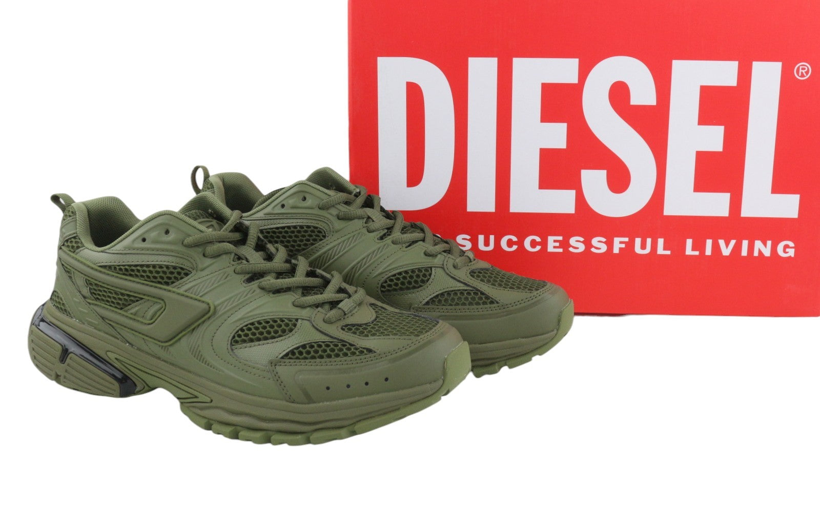 DIESEL S-Serendipity Pro-X1 Men Sneakers EU42.5 Green Panelled Low RRP275