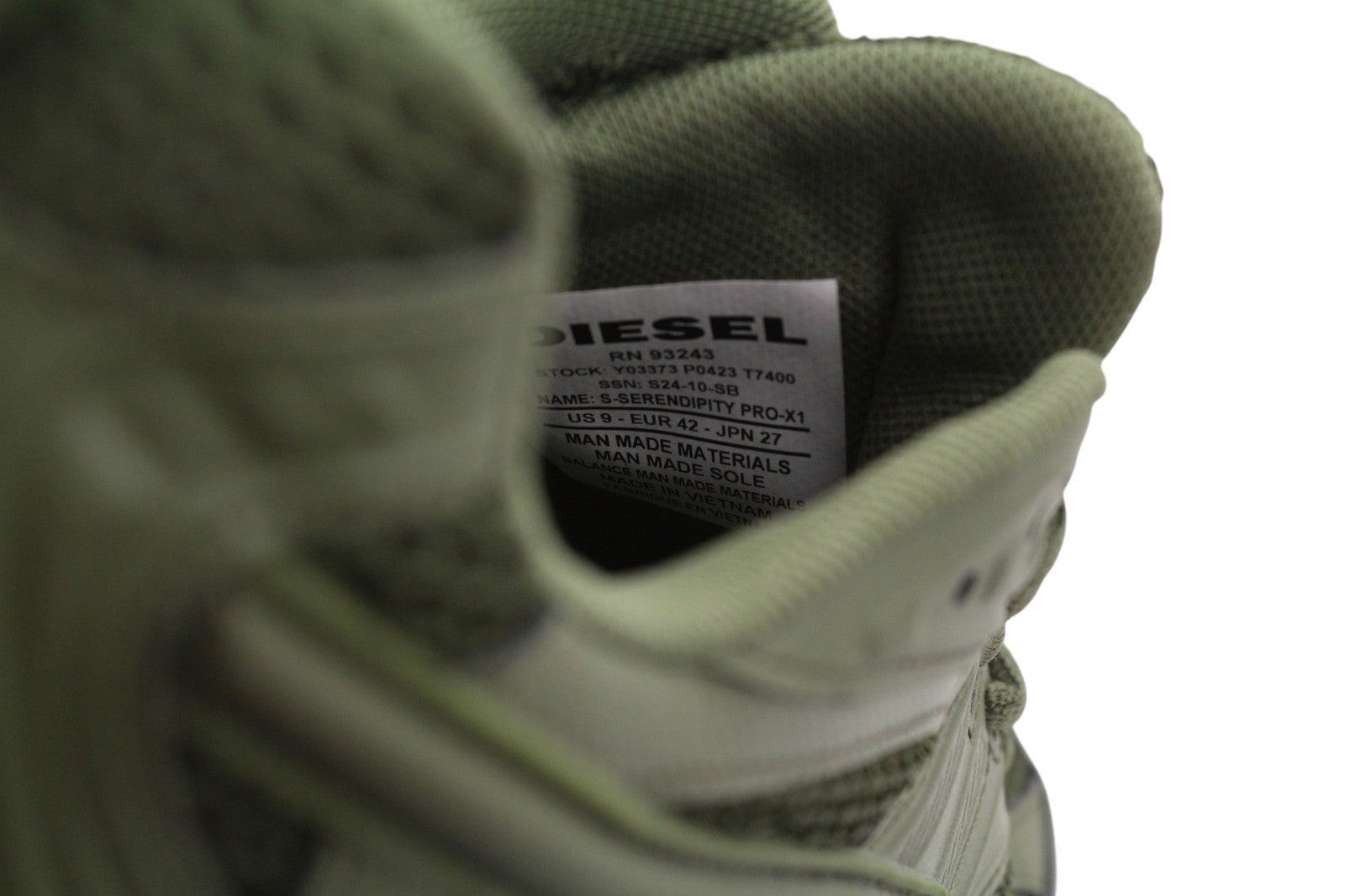 DIESEL S-Serendipity Pro-X1 Men Sneakers EU42 Green Panelled Low RRP275