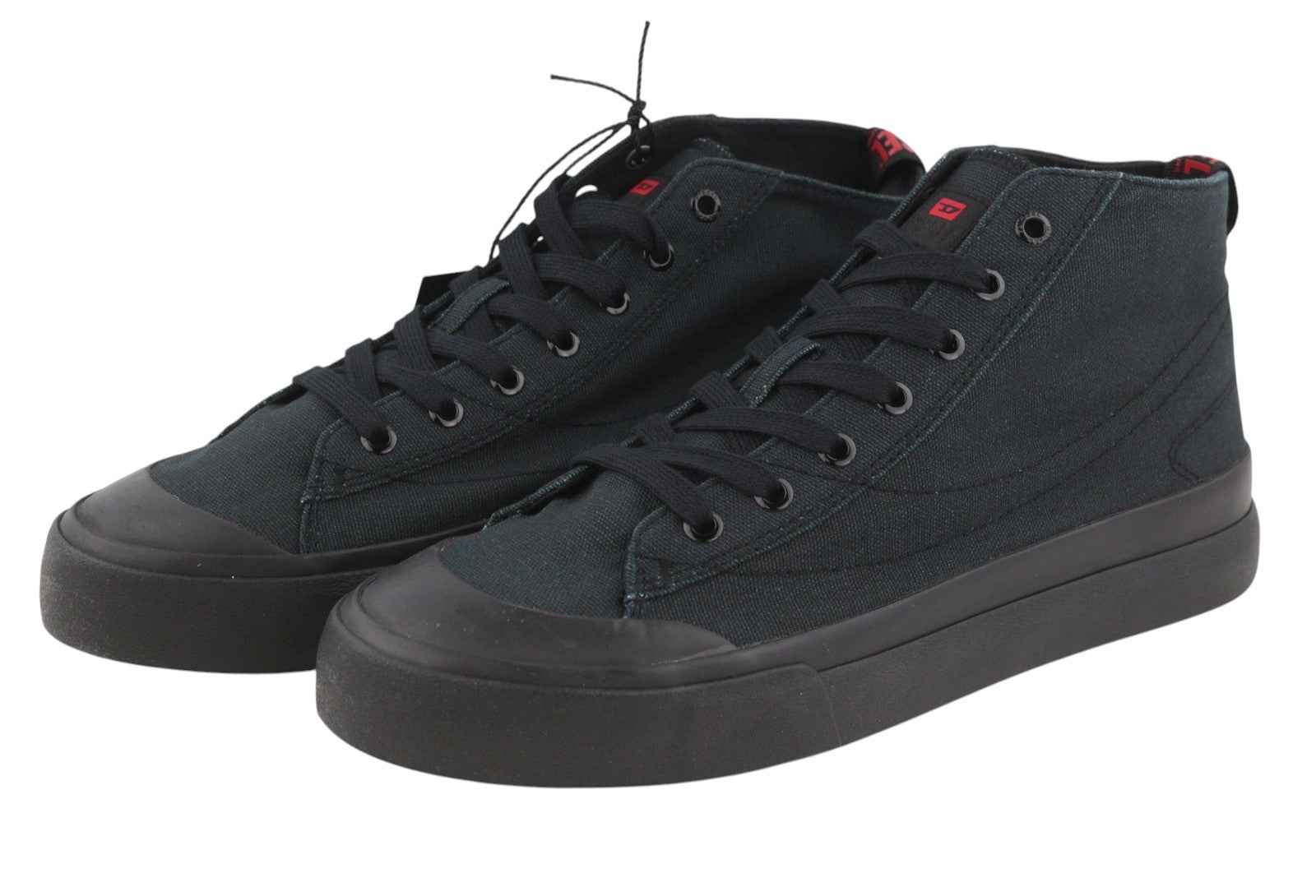 DIESEL S-Athos Mid Men Sneakers EU45 Black Canvas Almond Toe Laced RRP150