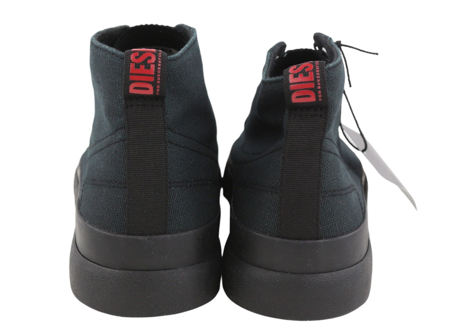 DIESEL S-Athos Mid Men Sneakers EU45 Black Canvas Almond Toe Laced RRP150