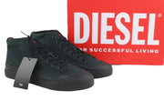 DIESEL S-Athos Mid Men Sneakers EU43 Black Canvas Almond Toe Laced RRP150