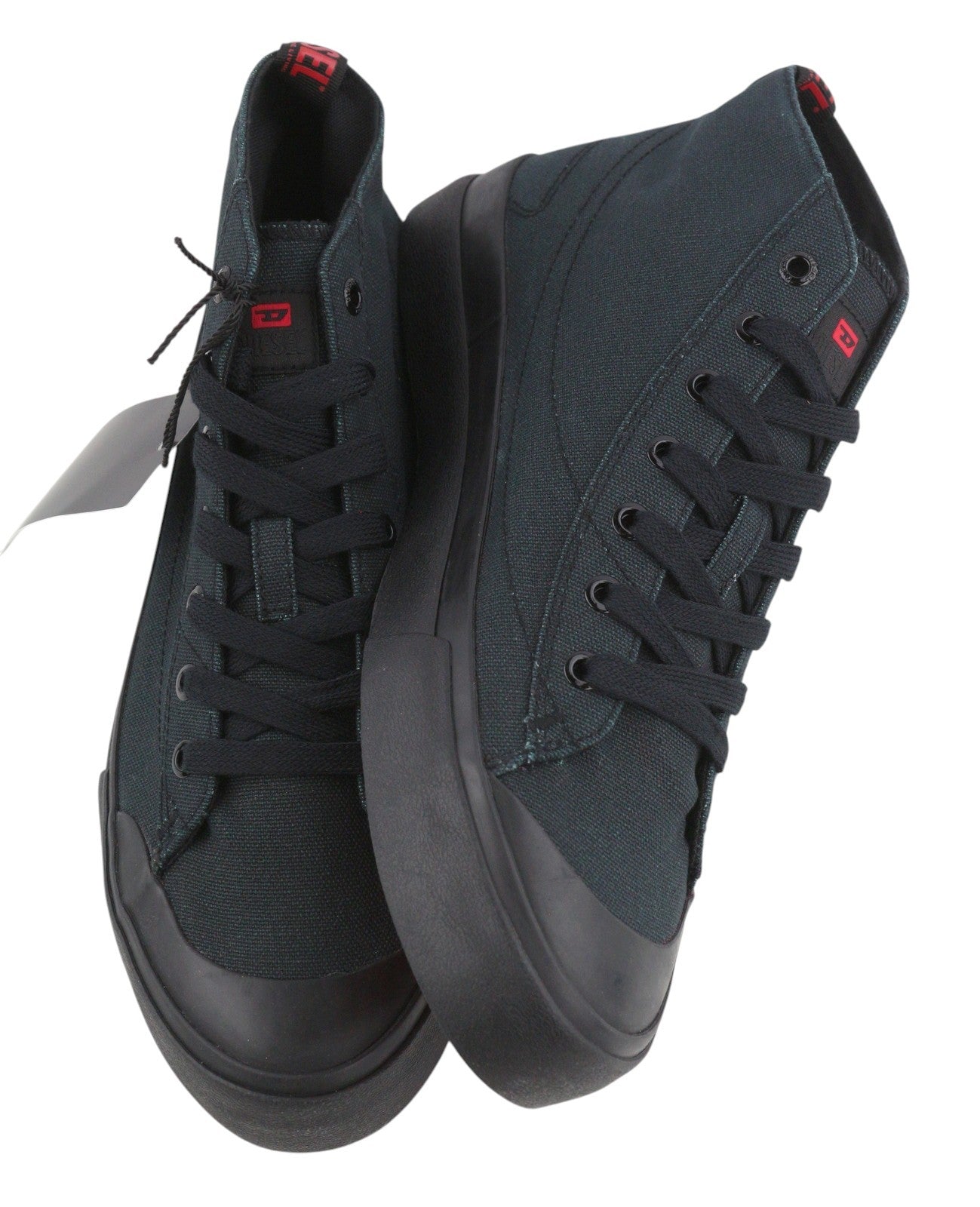 DIESEL S-Athos Mid Men Sneakers EU43 Black Canvas Almond Toe Laced RRP150