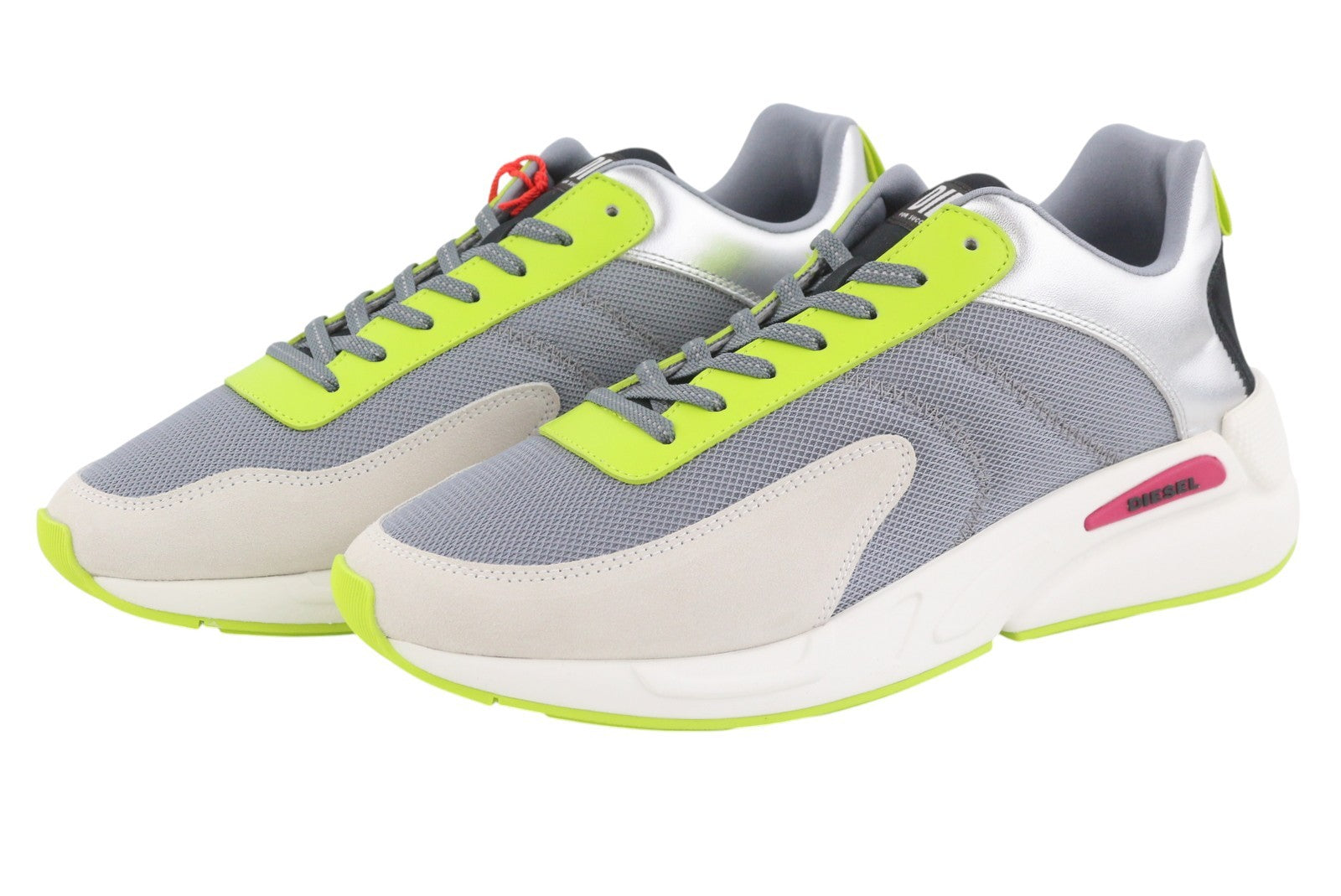 DIESEL S-Serena Low Men Sneakers EU45 Grey Leather Details Almond Lace RRP195