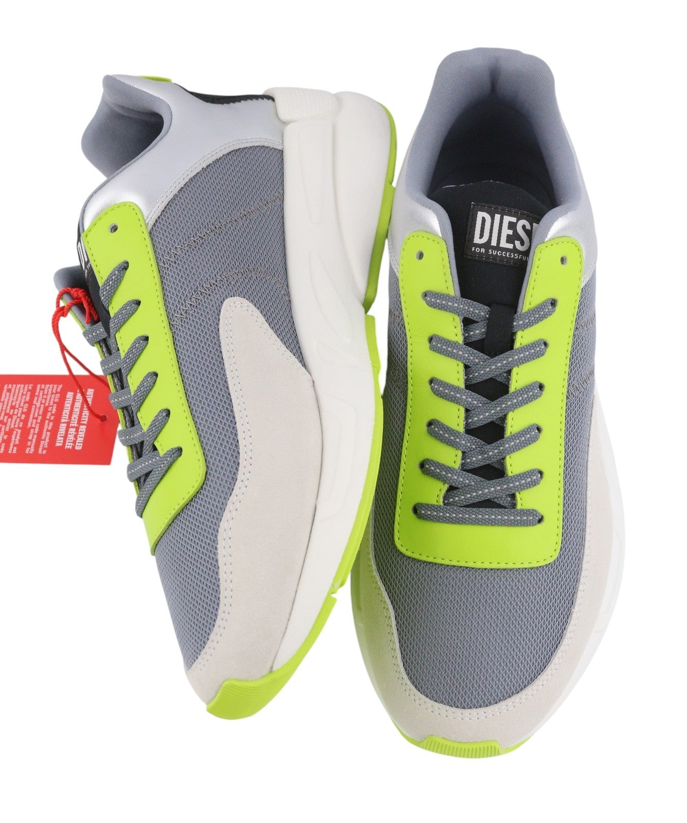 DIESEL S-Serena Low Men Sneakers EU44 Grey Leather Details Almond Lace RRP195