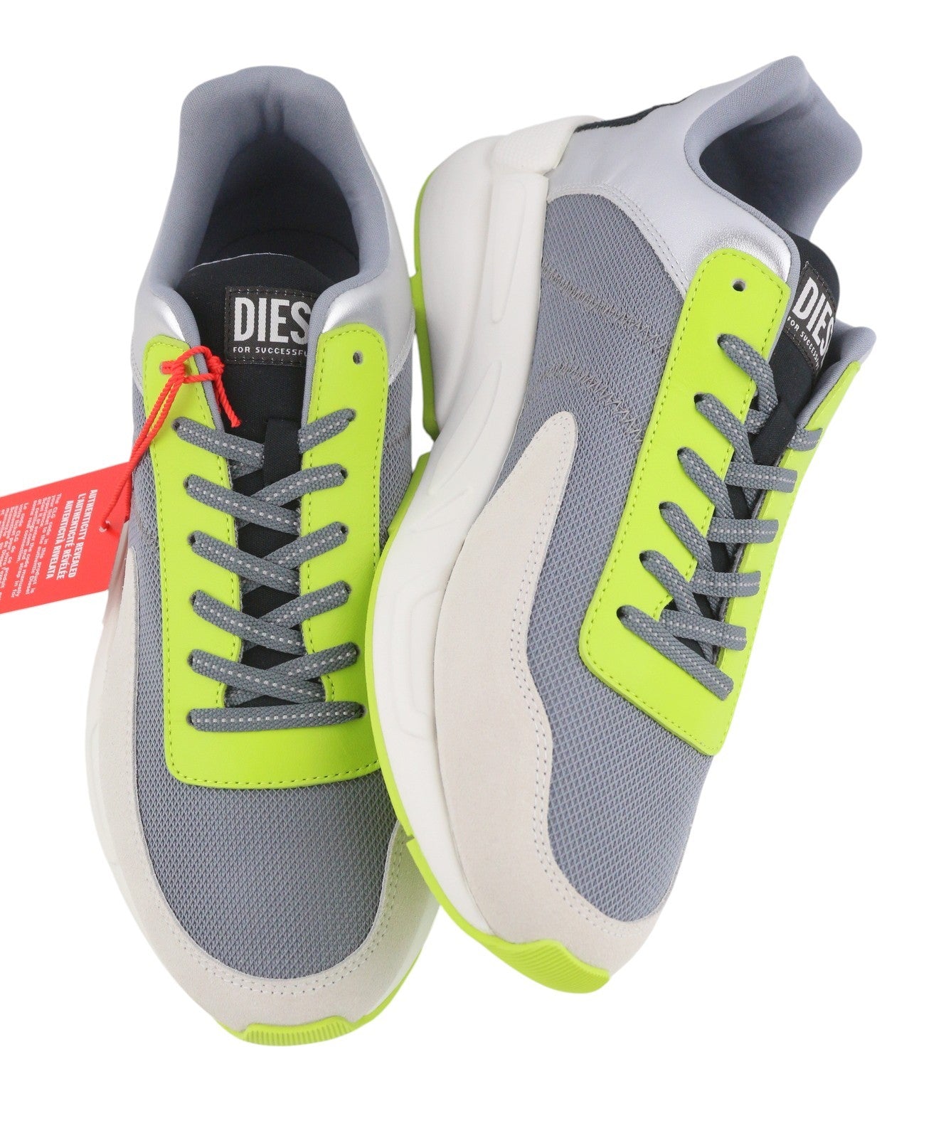 DIESEL S-Serena Low Men Sneakers EU43 Grey Leather Details Almond Lace RRP195