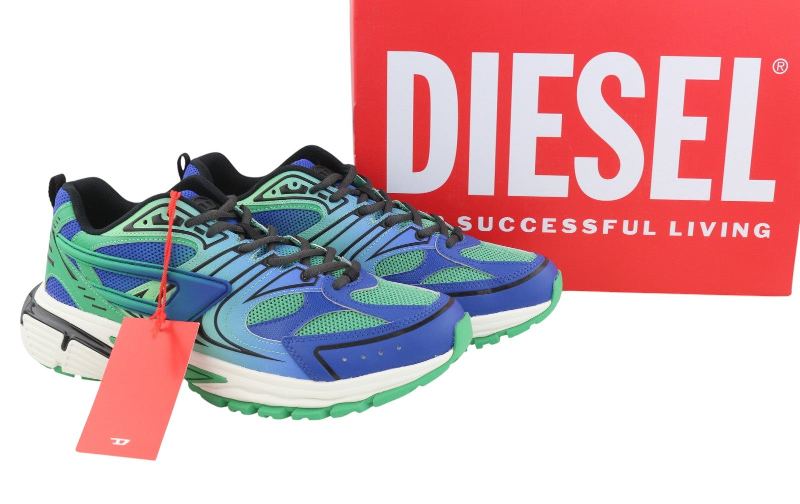 DIESEL S-Serendipity Pro-X1 Men Sneakers EU44 Blue & Green Panelled Low RRP275