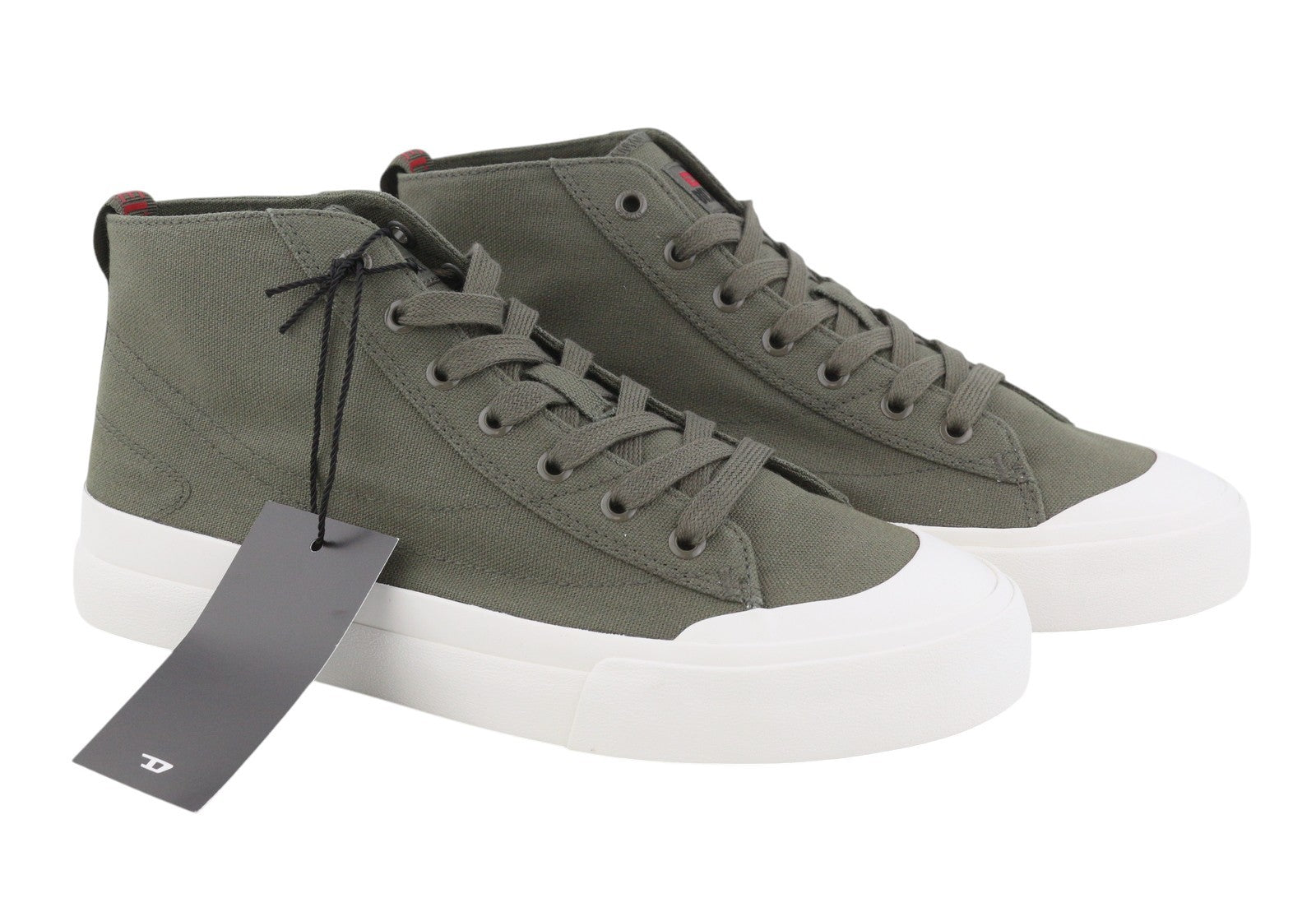DIESEL S-Athos Mid Men Sneakers EU45 Olive Nigh Canvas Almond Toe Laced RRP150