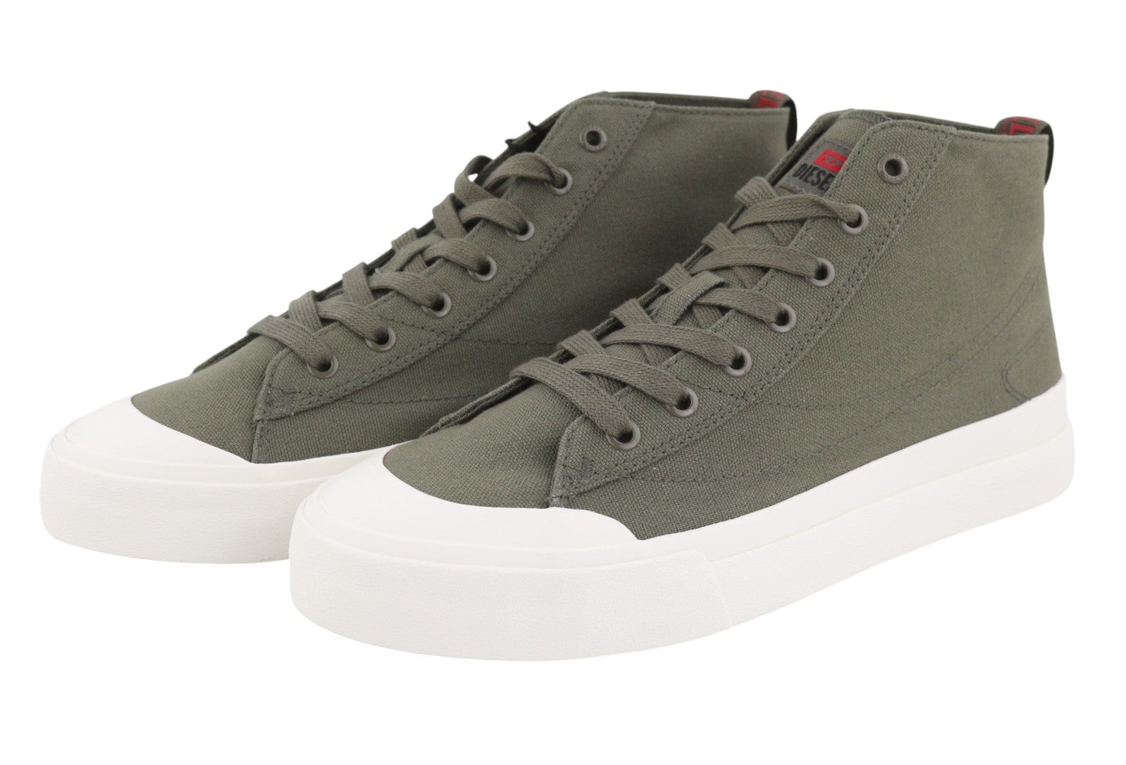 DIESEL S-Athos Mid Men Sneakers EU45 Olive Nigh Canvas Almond Toe Laced RRP150