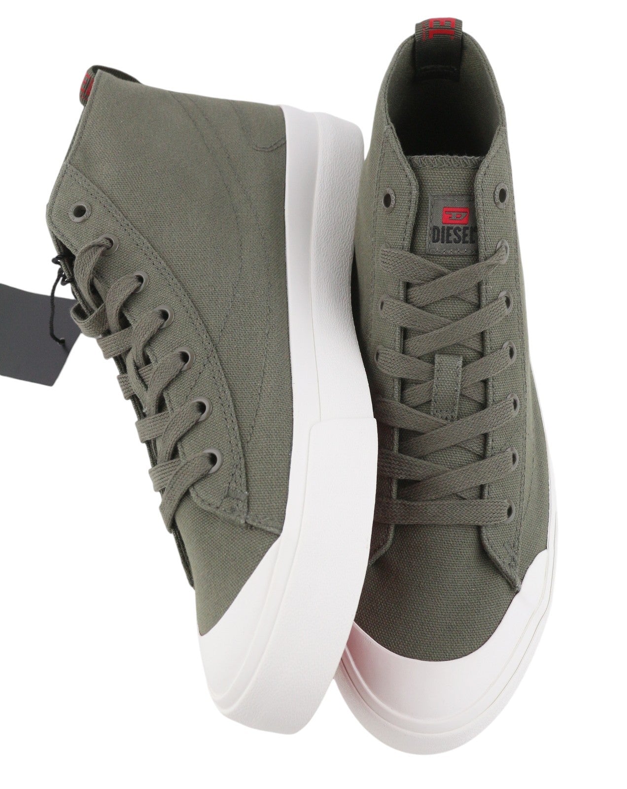 DIESEL S-Athos Mid Men Sneakers EU45 Olive Nigh Canvas Almond Toe Laced RRP150