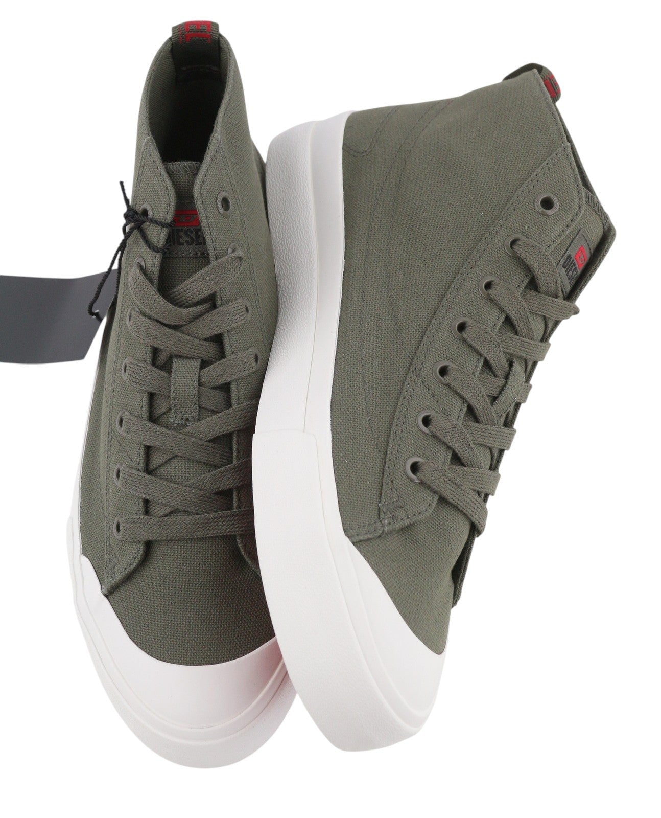 DIESEL S-Athos Mid Men Sneakers EU43 Olive Nigh Canvas Almond Toe Laced RRP150