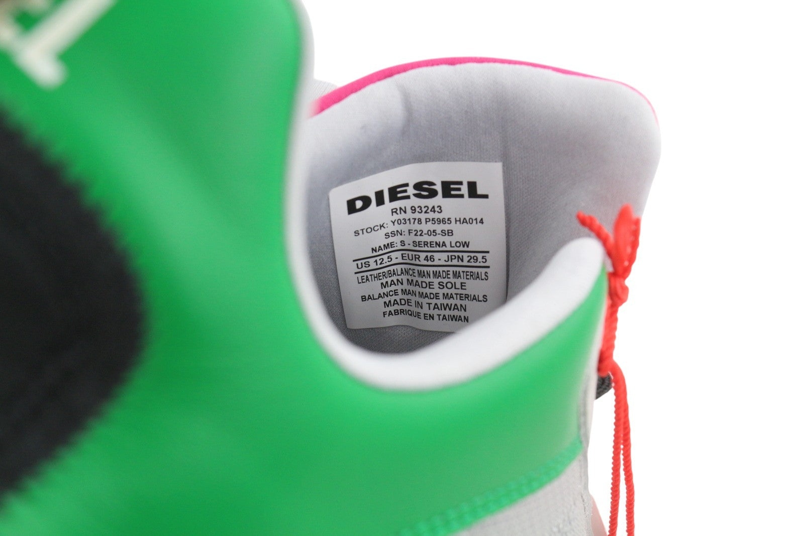 DIESEL S-Serena Low Men Sneakers EU46 Grey Leather Details Almond Toe RRP195