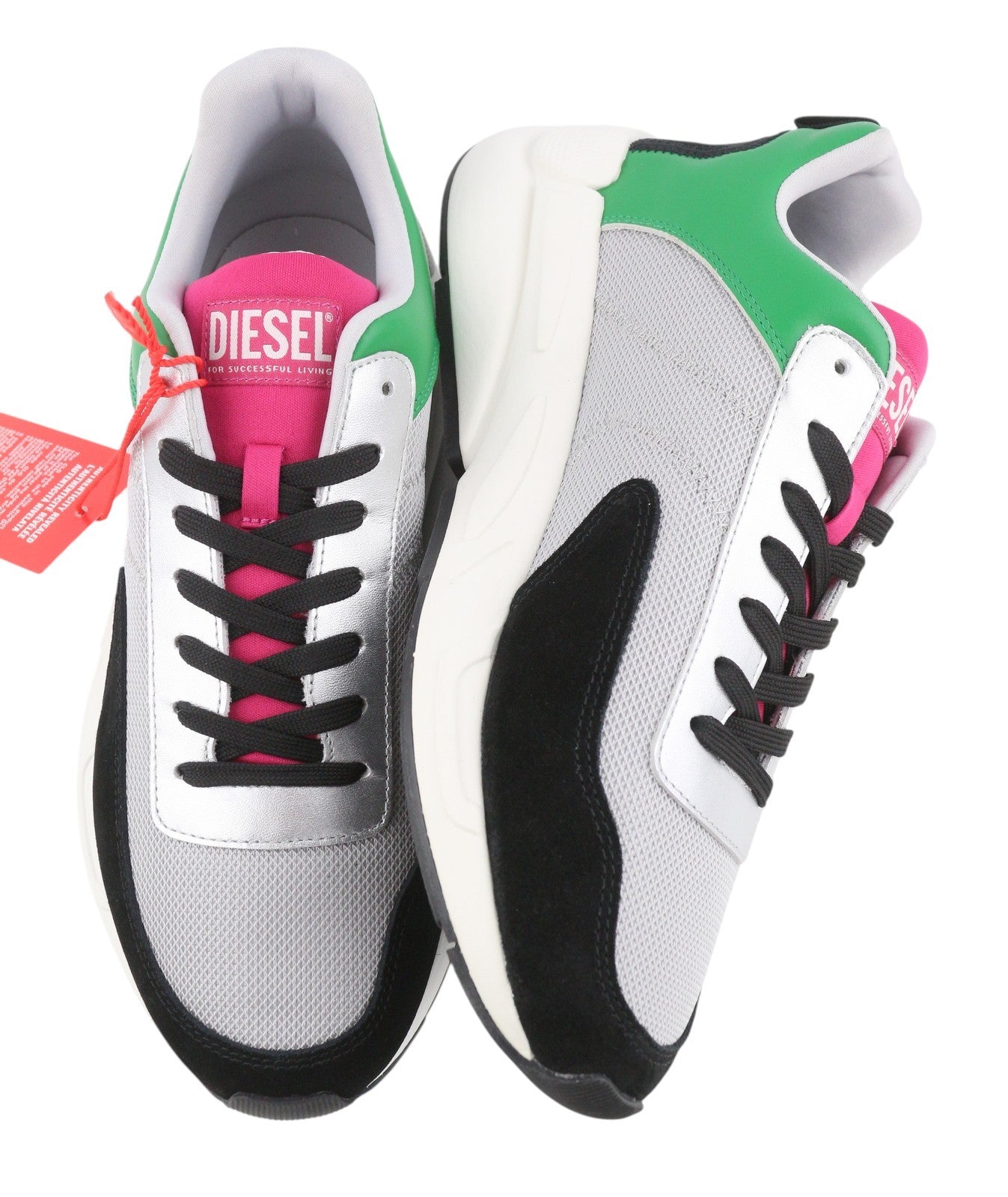DIESEL S-Serena Low Men Sneakers EU43 Grey Leather Details Almond Toe RRP195