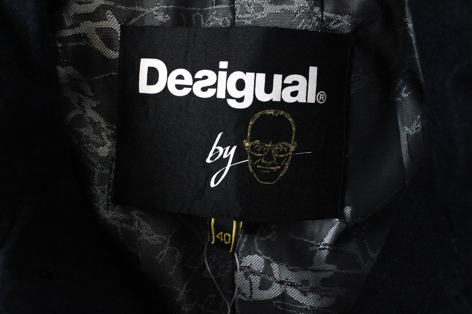 DESIGUAL Women Coat 40 M Blue Wool Cotton Blend Lined Checked Single-Breasted