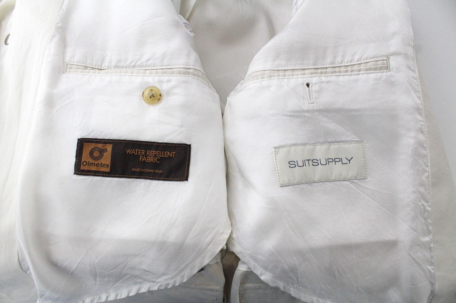 SUITSUPPLY Piemonte Men Jacket UK34R Beige Slim Water-Repellent Hooded Parka